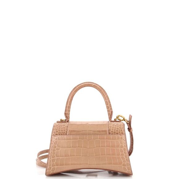 Balenciaga Hourglass Top Handle Bag Crocodile Embossed Leather Small Neutral - Picture 3 of 6